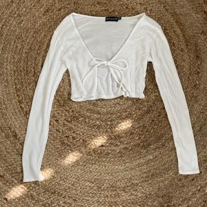 Pretty Little Thing Tie Up White Crop Top Used